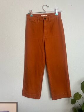 Madewell Emmett Pants Size 23 Rust Orange Wide Leg Crop High Rise